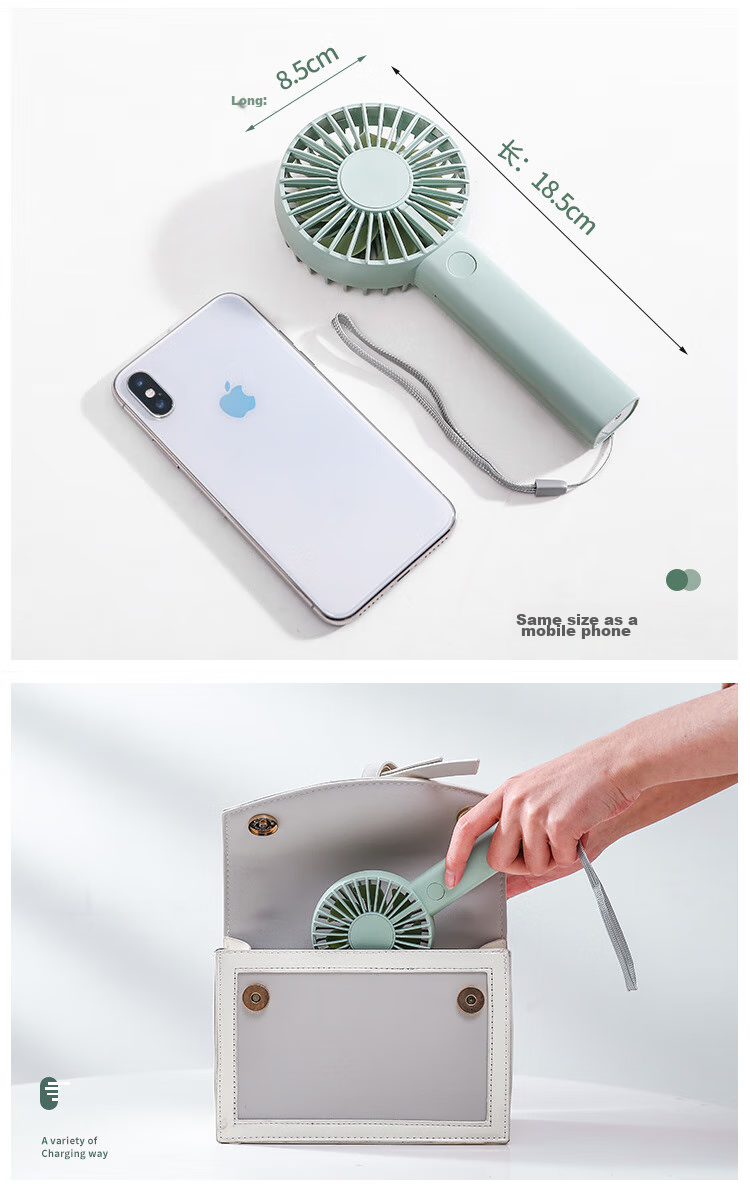 Shinee Handheld Mini Fan, Portable Personal Fan, Quiet And Low Noise, for Office, Student Desk, Dormitory, Outdoor Use, USB Rechargeable FSC-9 8