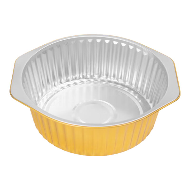 Faxilon Outdoor Tin Foil Pot Aluminum Foil Disposable Hot Pot Takeout Packaging Box Round Picnic Box 4000ml 5 Pieces with Lid