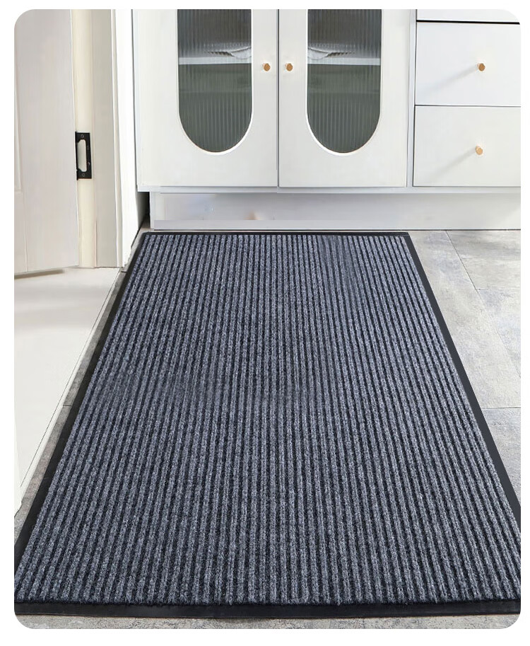 DIYIN Entrance Mat, Doormat with Mud Scraper, Water-Absorbing Carpet, Non-Slip Floor Mat, Double Striped Dark Red without Text, 60*90cm 5