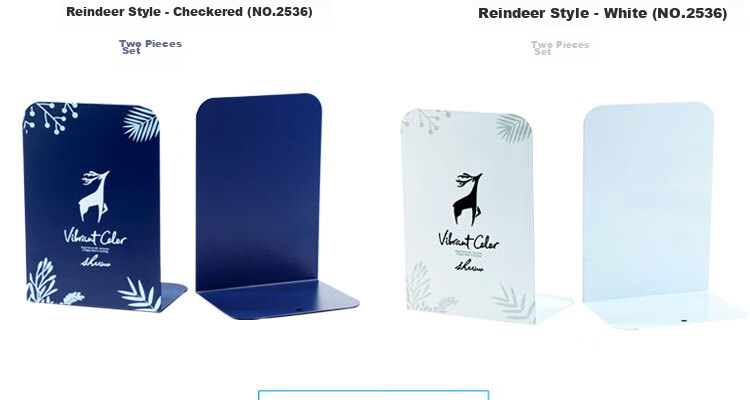 DiLe Metal Bookends / Student Book Stand / Book Clip / Book Rest / Book Block / Creative Office Stationery, 2 Pieces / Set, 2536 Blue Deer 7