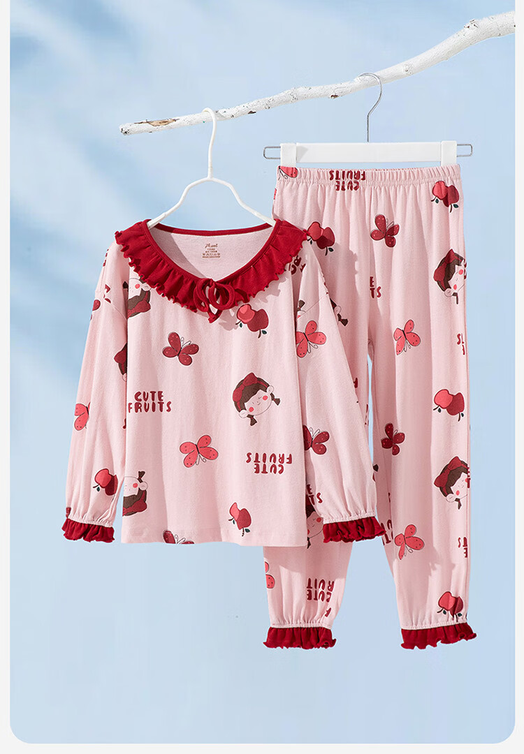 Dingguagua Girls' Pajamas, Pure Cotton Long-Sleeve Spring And Summer Princess Sleepwear Set for Children, 6018 150 6