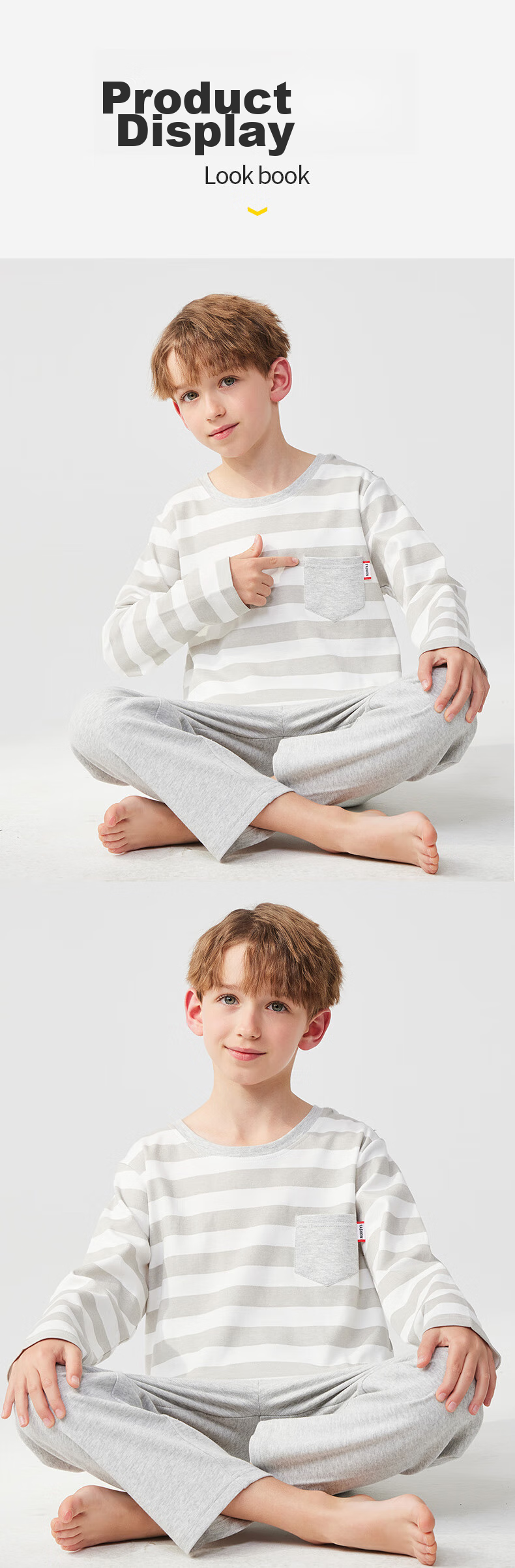 MiiOW Children's Pajamas for Boys, Spring And Autumn Style, Pure Cotton, Long-Sleeve Sleepwear Set for Kids And Teens, Star Fox Design, Size 150 8