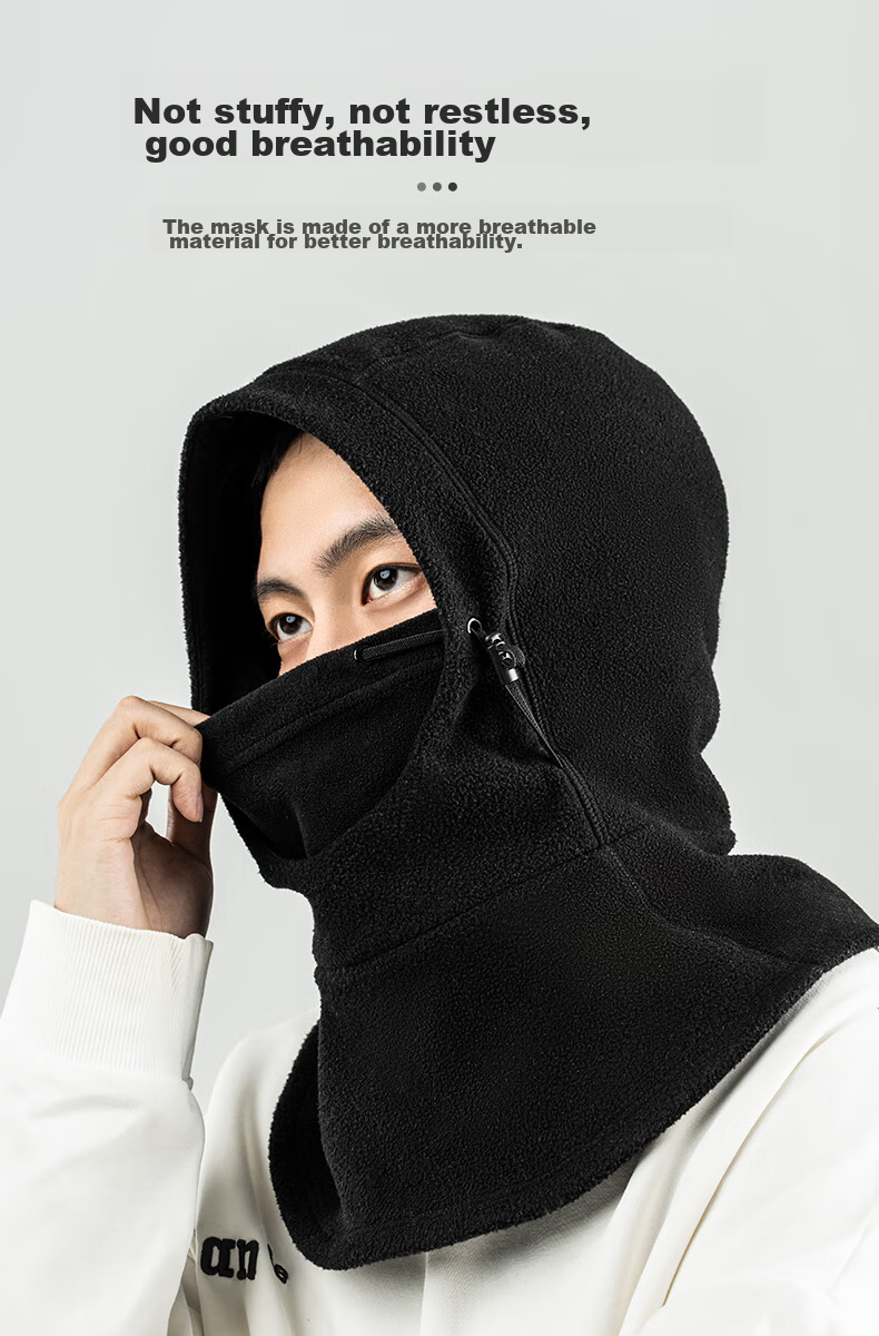 ROCKBROS Warm Face Mask, Cycling Balaclava, Bicycle And Electric Bike Outdoor Fleece Windproof Neck Gaiter, Winter Season, Black 12