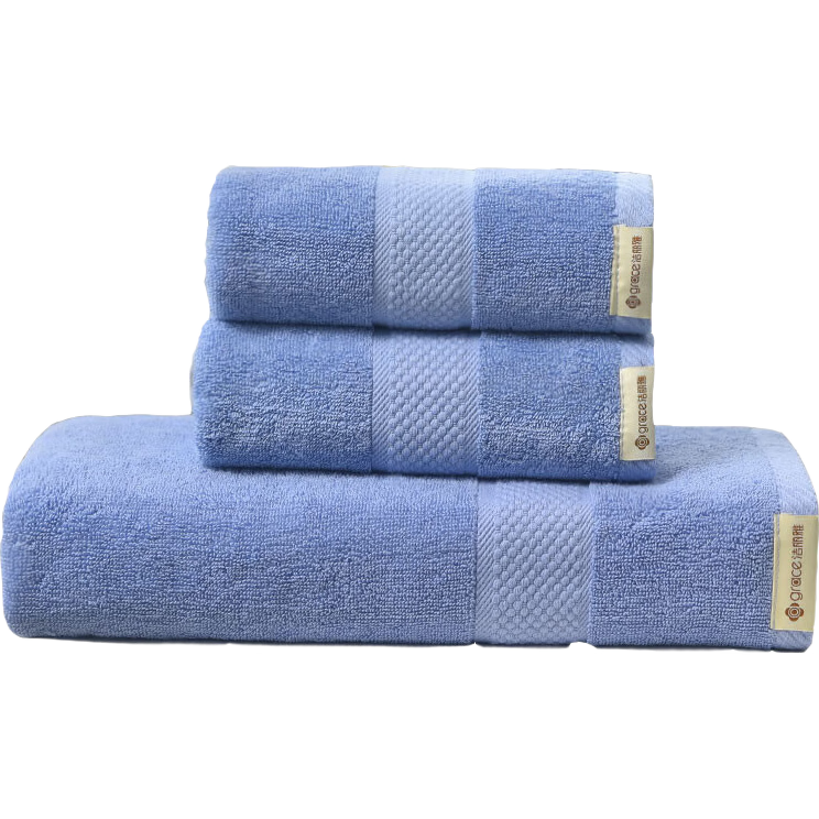 Grace Bath Towel Set for Home Use: A-Grade Pure Cotton 1 Bath Towel + 2 Towels Combo Pack for Adults Men And Women, Soft Absorbent All-Cotton Classic Blue