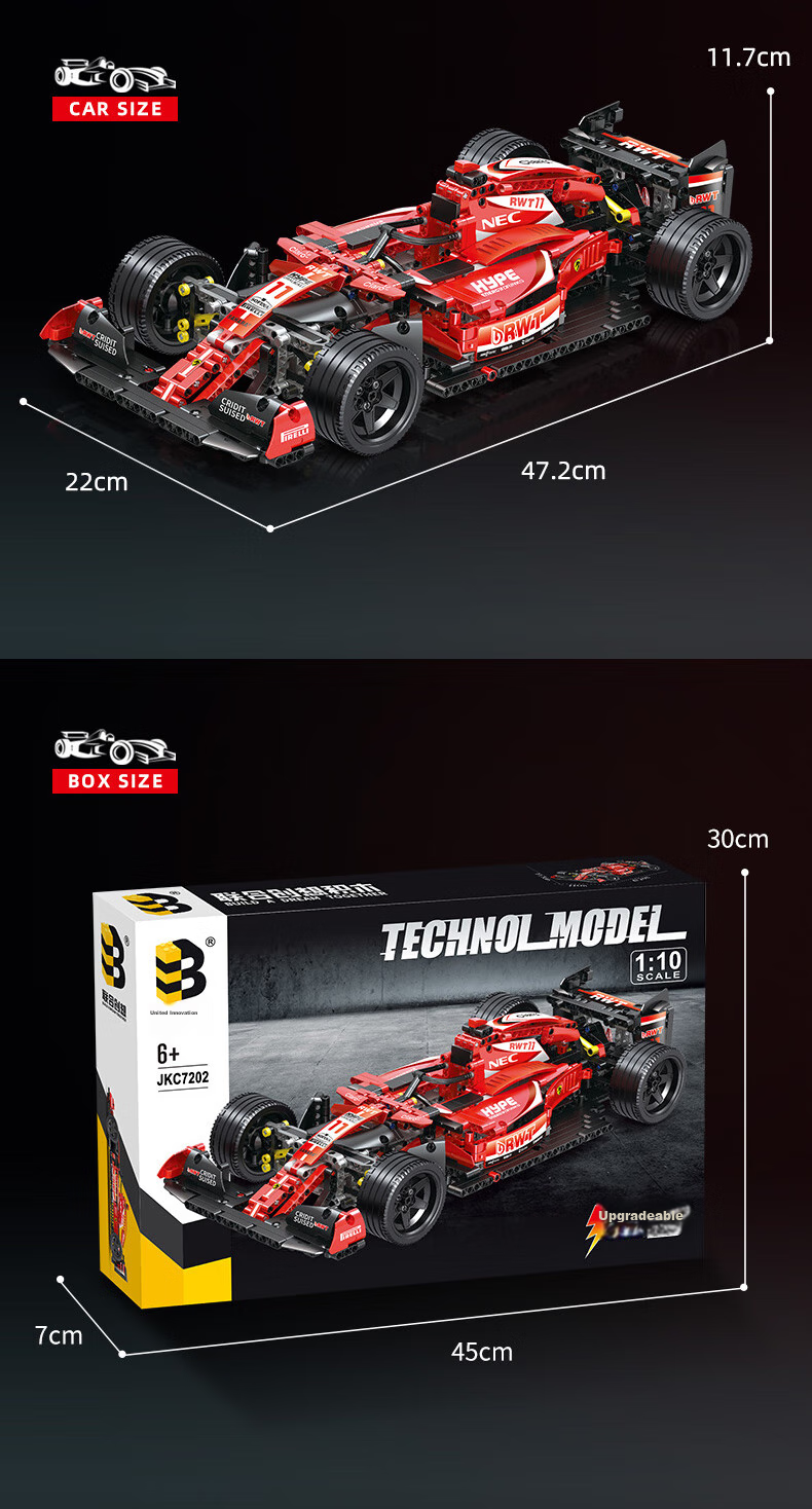 Lianhe Chuangxiang Compatible with Lego Ferrari F1 Race Car Building Blocks, Toy Car for Boys Aged 8-12, Birthday Gift 10