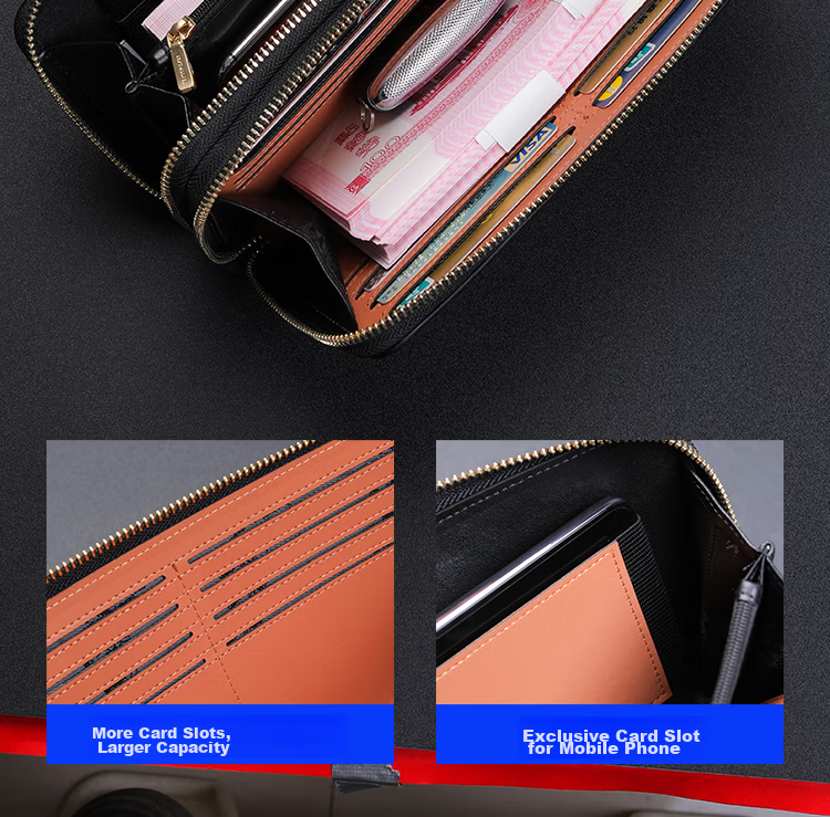 SEPTWOLVES Men's Clutch Wallet Genuine Leather Card Holder Large Capacity Anniversary Birthday Gift for Boyfriend Husband 7