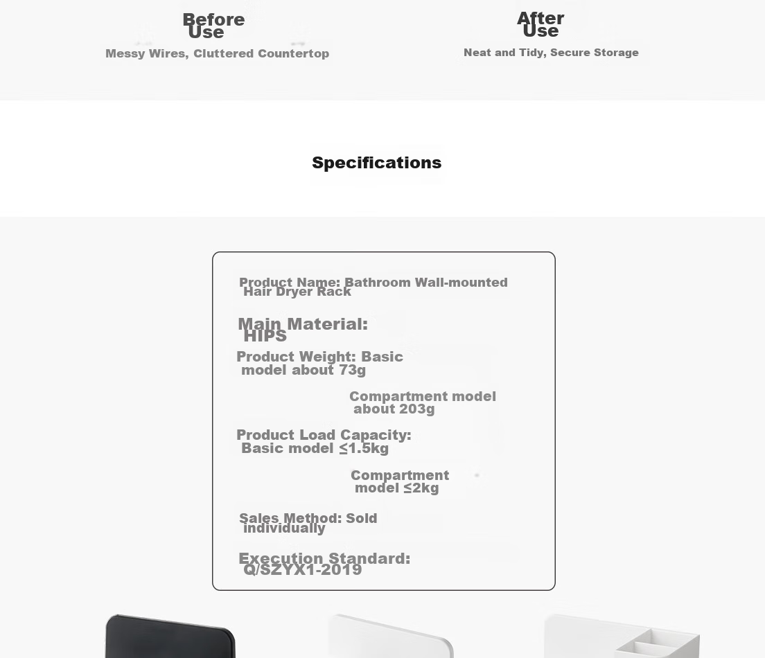 Lanjiaoluo Hair Dryer Holder, Bathroom Electric Fan Fixed Stand, Dailaisenfen Wall-Mounted Bathroom No-Drilling Hairdryer 10