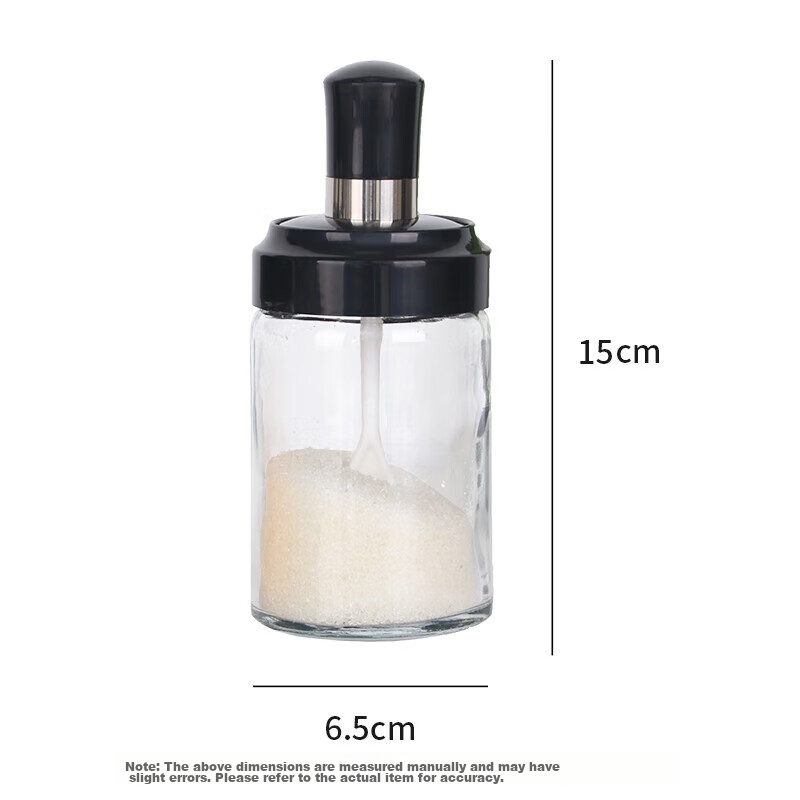Xingfang Glass Salt Shaker Barbecue Seasoning Bottles with Spoon Lid, Sealed Storage Salt Containers for Home Use, Set of 6