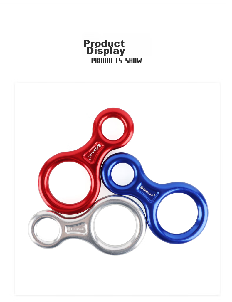 Geermu 8-Shaped Descender, 35kN Climbing Equipment, Safety Protection, High-Altitude Slow Descender, Hand-Controlled Rapid Descender, Black 8-Shaped Ring 12