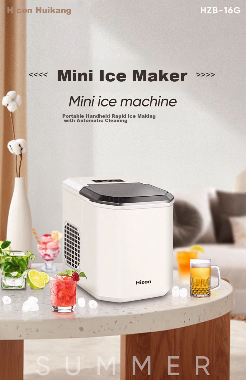 Hicon Ice Maker for Home Use, Small Dormitory Ice Machine, 15KG Bullet Ice, Automatic Cleaning, UV Disinfection + Antibacterial Inner Tank, Home Use Handheld Ice Maker, Ice Cube Maker 1