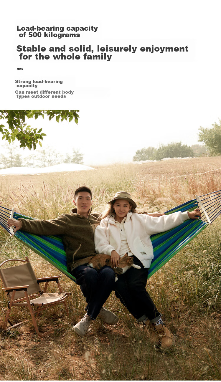 SCALER Outdoor Hammock, Outdoor Swing, Anti-Rollover, Double-Person Canvas Camping Swing Bed 7