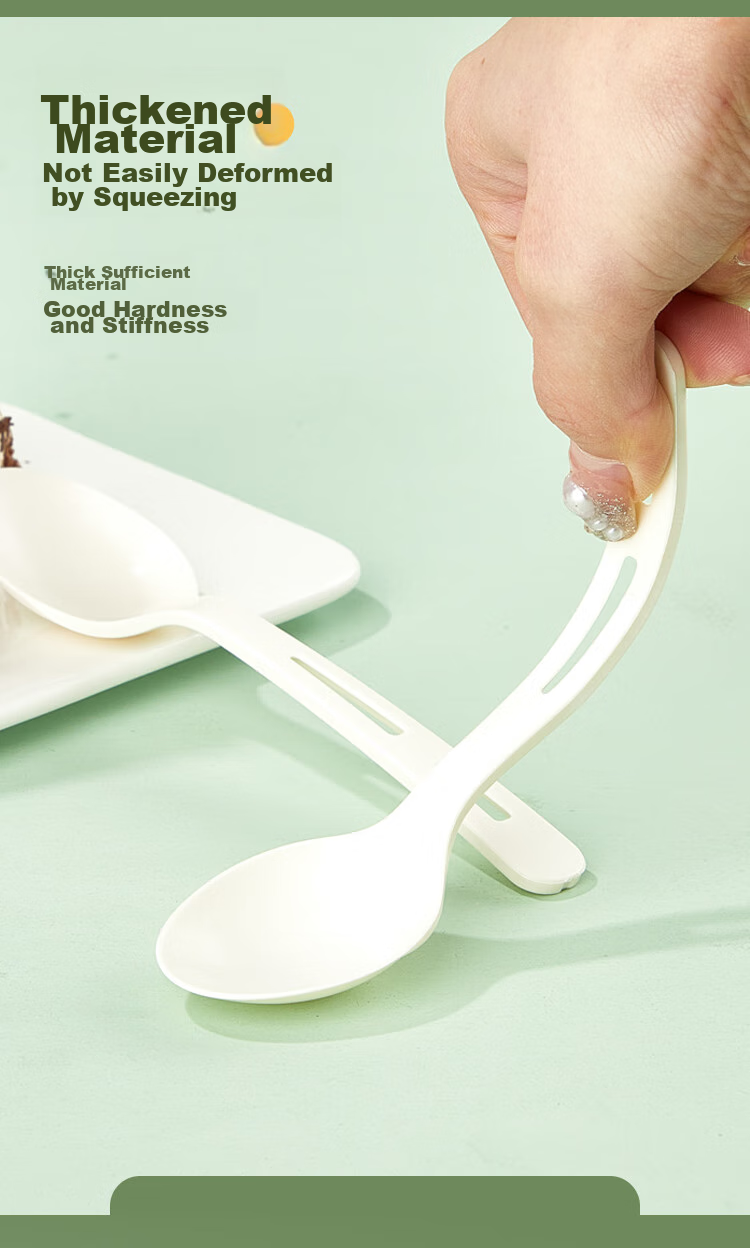 SHUANG YU Disposable Spoons, 50 Individually Wrapped, Thickened Plastic Soup Spoons, for Starch-Based Desserts, Fruit Dishes, Takeout, And Rice 7