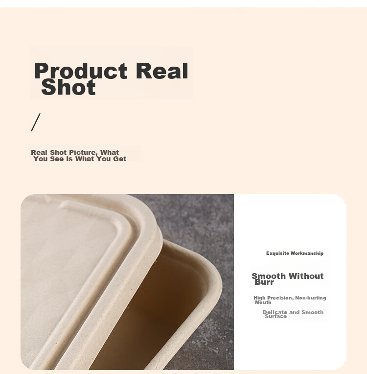 Youjialiangpin Disposable Food Containers, Microwave-Safe, Biodegradable, with Lids, Thickened, Five-Compartment Takeout Boxes, 1400ml*10 Sets 13