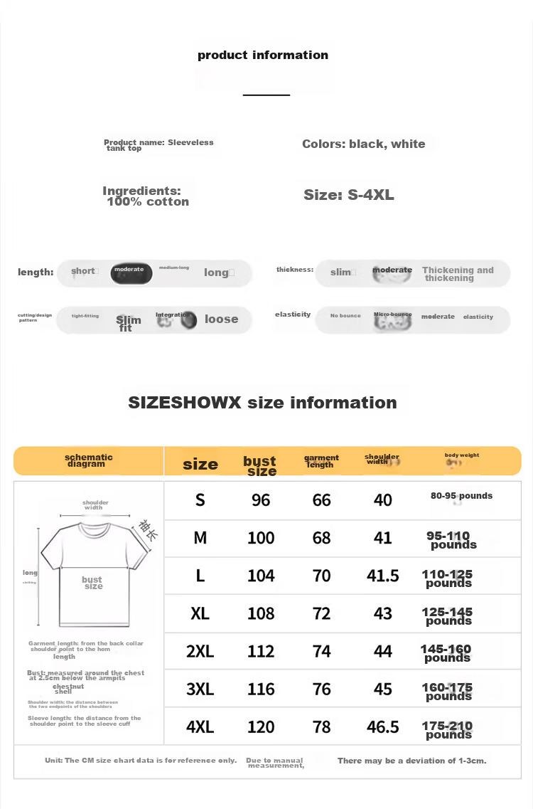 MMOPTOP Cotton Tank Top for Men And Women, Summer Sports Casual Printed Sleeveless Vest, Loose Undershirt, MB02 Black 2XL 5