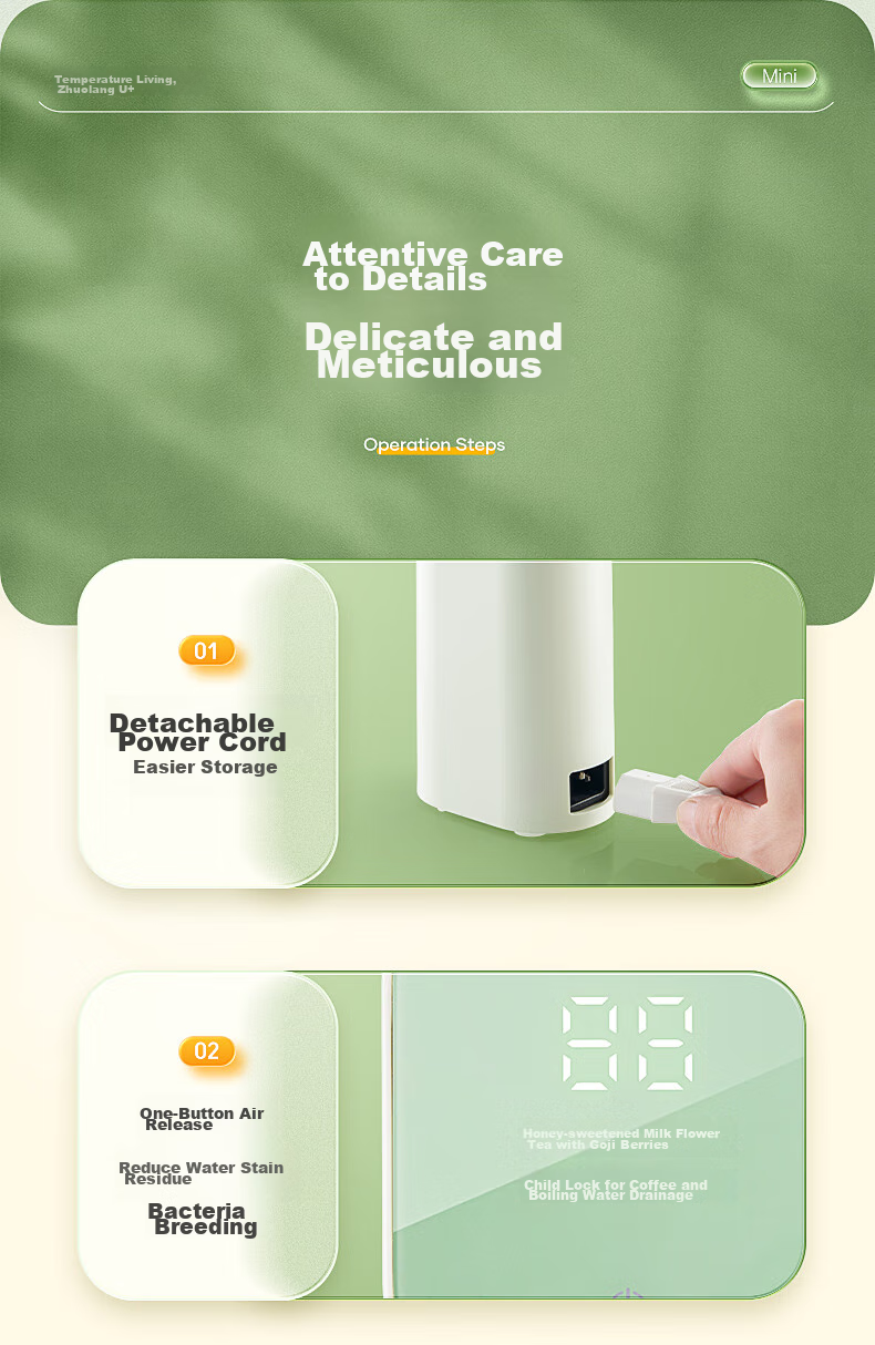 Zhuolang Portable Instant Hot Water Dispenser for Home Use, Compact Desktop Mini Milk Frother And Water Dispenser, Portable Electric Kettle for Travel And Business Trips 13