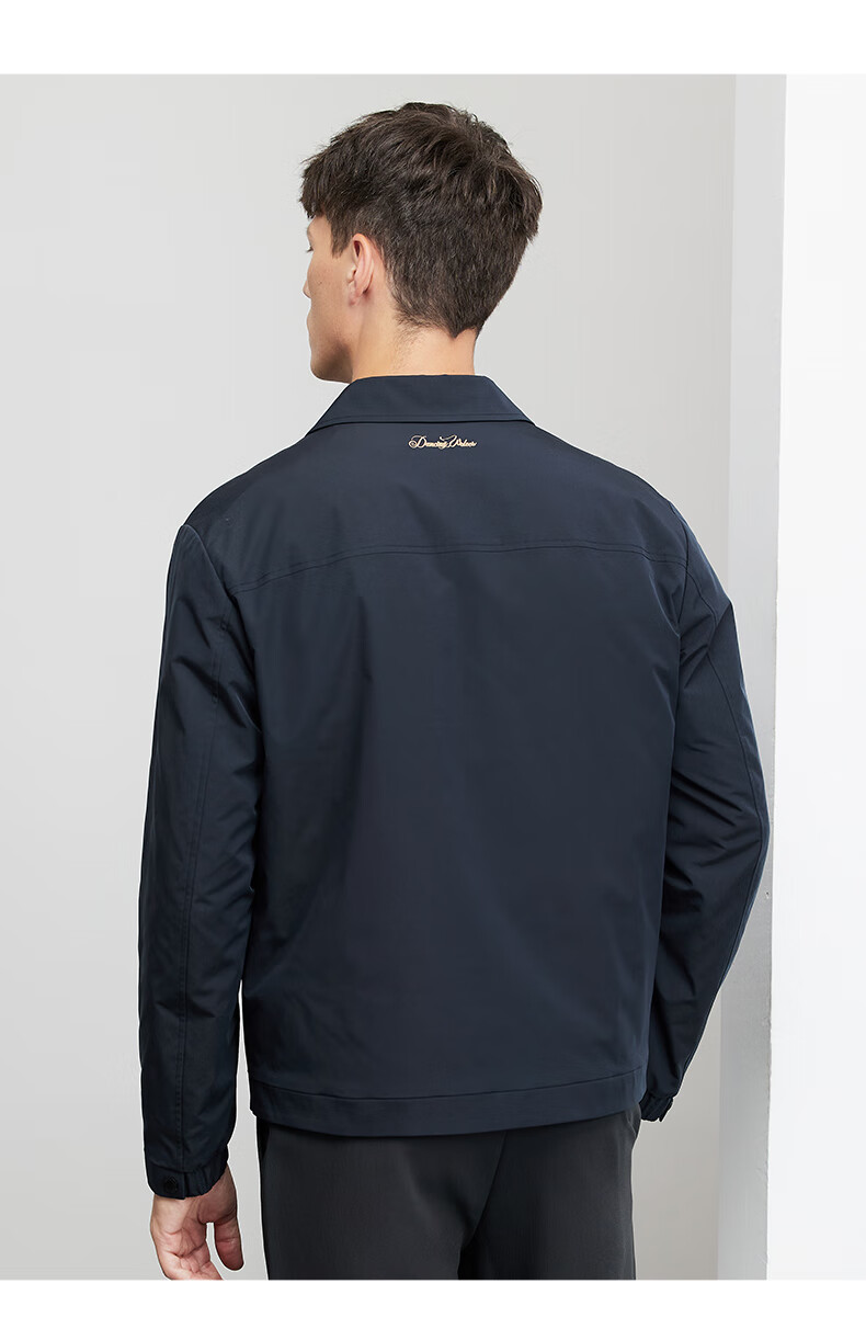 DANCING WOLVES Quilted Warmth Autumn Winter Workwear Style Turn-down Collar Business Windproof Jacket for Men 102 Dark Blue Size 175 1