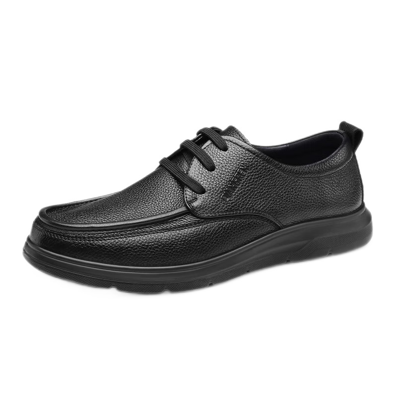 Qiangren Extra Large Size Business Leather Shoes First Layer Cowhide Commuter Men's Breathable Casual Shoes JDA351332 Black Size 45