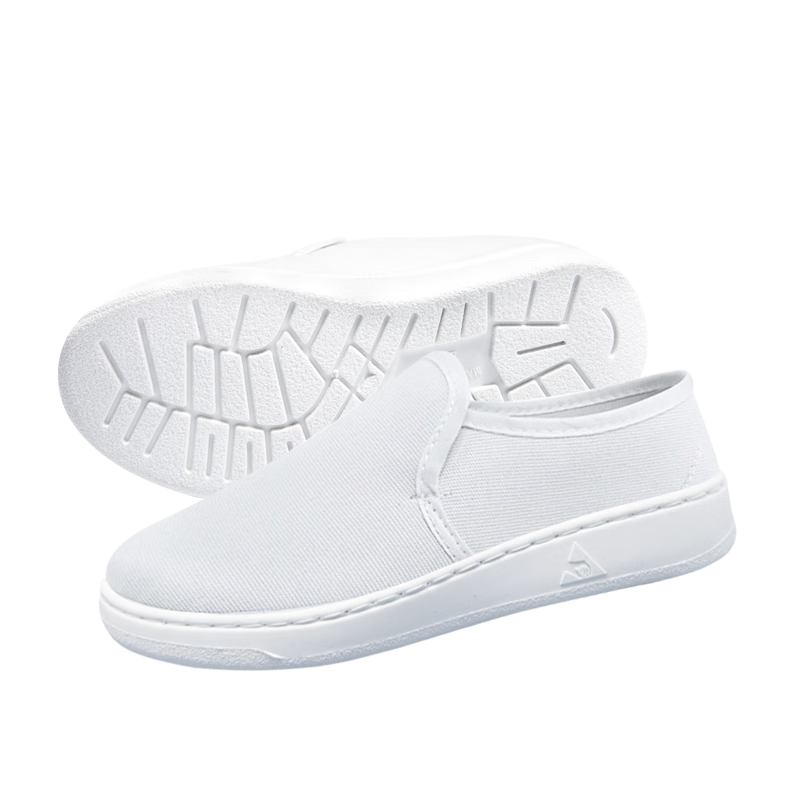 Mulang Anti-Static Mid-Top Shoes with Thick Soft Soles for Food Factory Clean Room, Unisex Dustproof Non-Slip Breathable Work Shoes, White SPU Mid-Top Shoes, Size 42