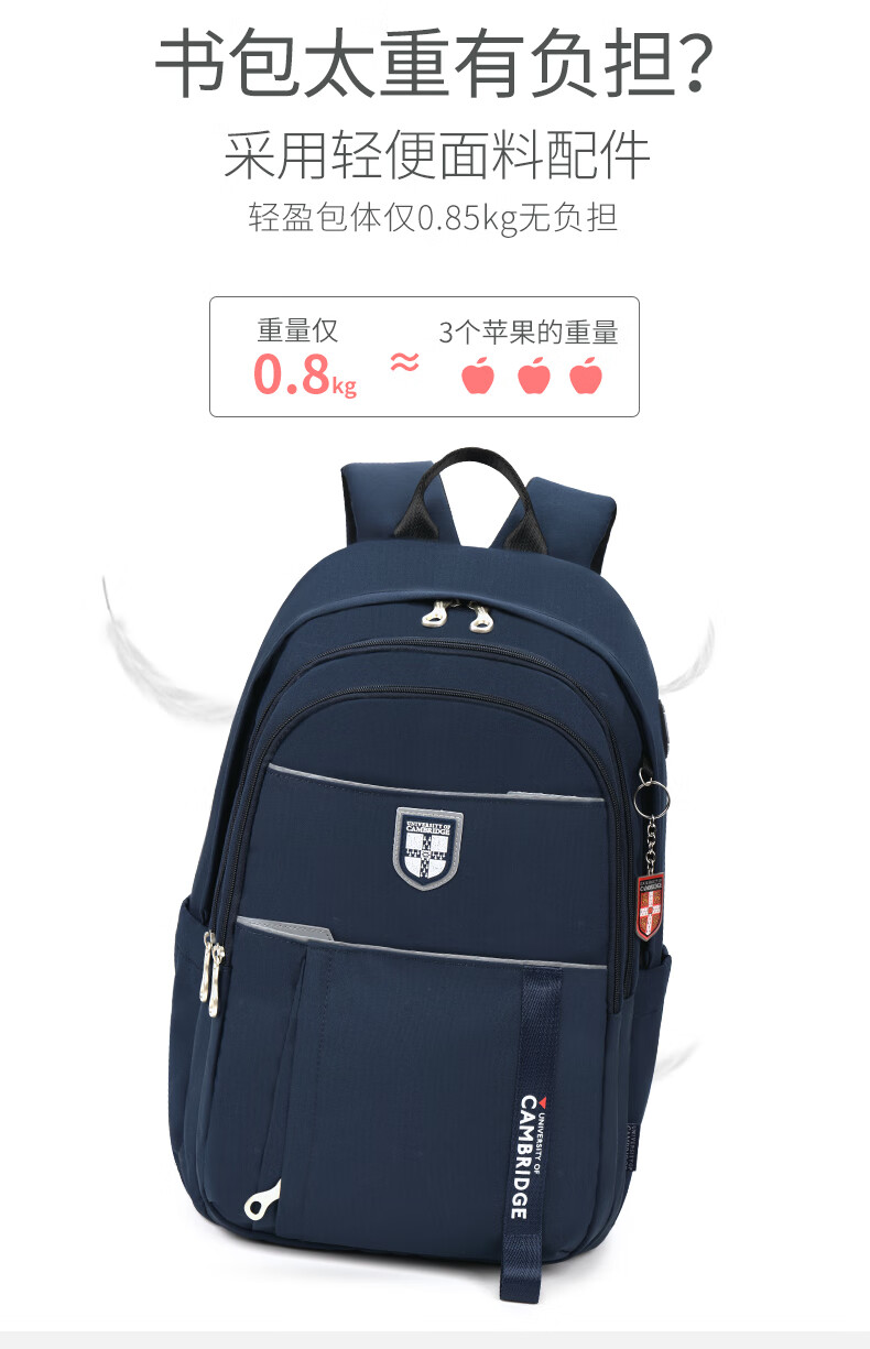 UNIVERSITY OF CAMBRIDGE Cambridge University Middle School Student Backpack for Boys, Large Capacity Casual Backpack for Junior High And High School Students 2