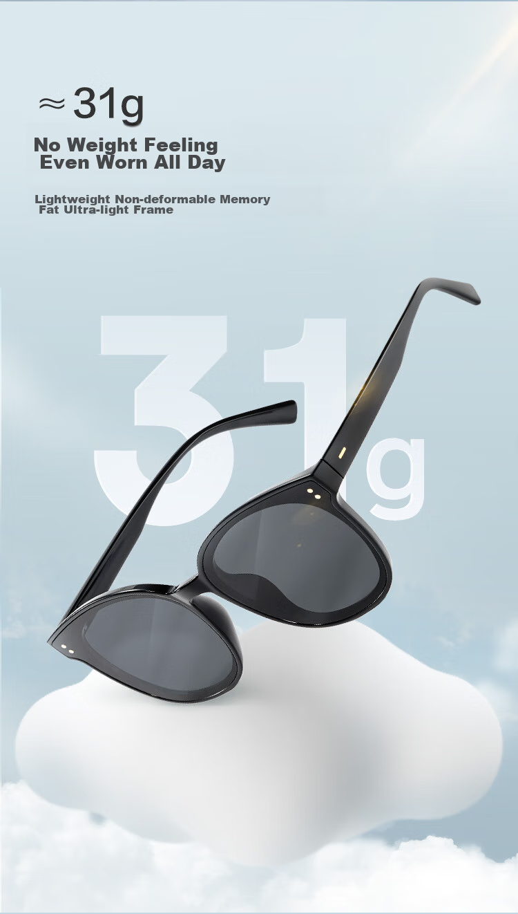 JD Original Classic Large Round Black Frame High-Definition Polarized Sunglasses for Men And Women, UV Protection Eyewear, Glossy Black 5