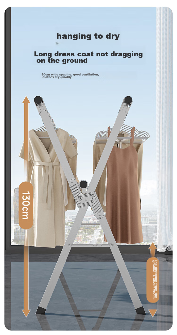MARYYA Extendable Clothes Drying Rack, Floor-Standing Balcony-Specific Drying Pole, Foldable Laundry Hanger, Stainless Steel Portable Drying Stand 3