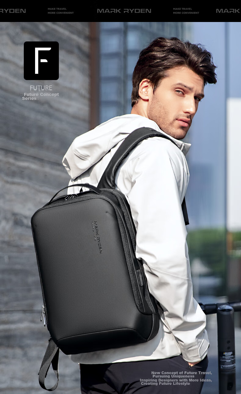 MARK RYDEN Backpack for Men, Lightweight Travel Bag, 17.3-Inch Laptop Bag with Wet And Dry Separation, MR9008 Elegant Black Upgraded Versio 1