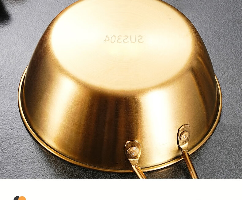Edo 304 Stainless Steel Bowl Soup Bowl Rice Bowl Cooking Bowl Baby Food Bowl Korean Style Yellow Wine Rice Wine Bowl Gold 12cm 11