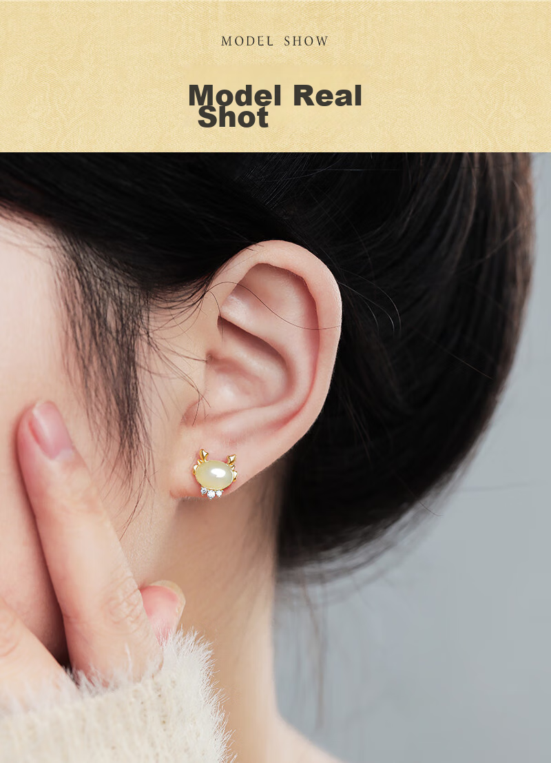 MANHE S925 Silver And Hetian Jade Earrings for Women, Zodiac Year Dragon Year Birthday Gift for Wife Or Girlfriend 23