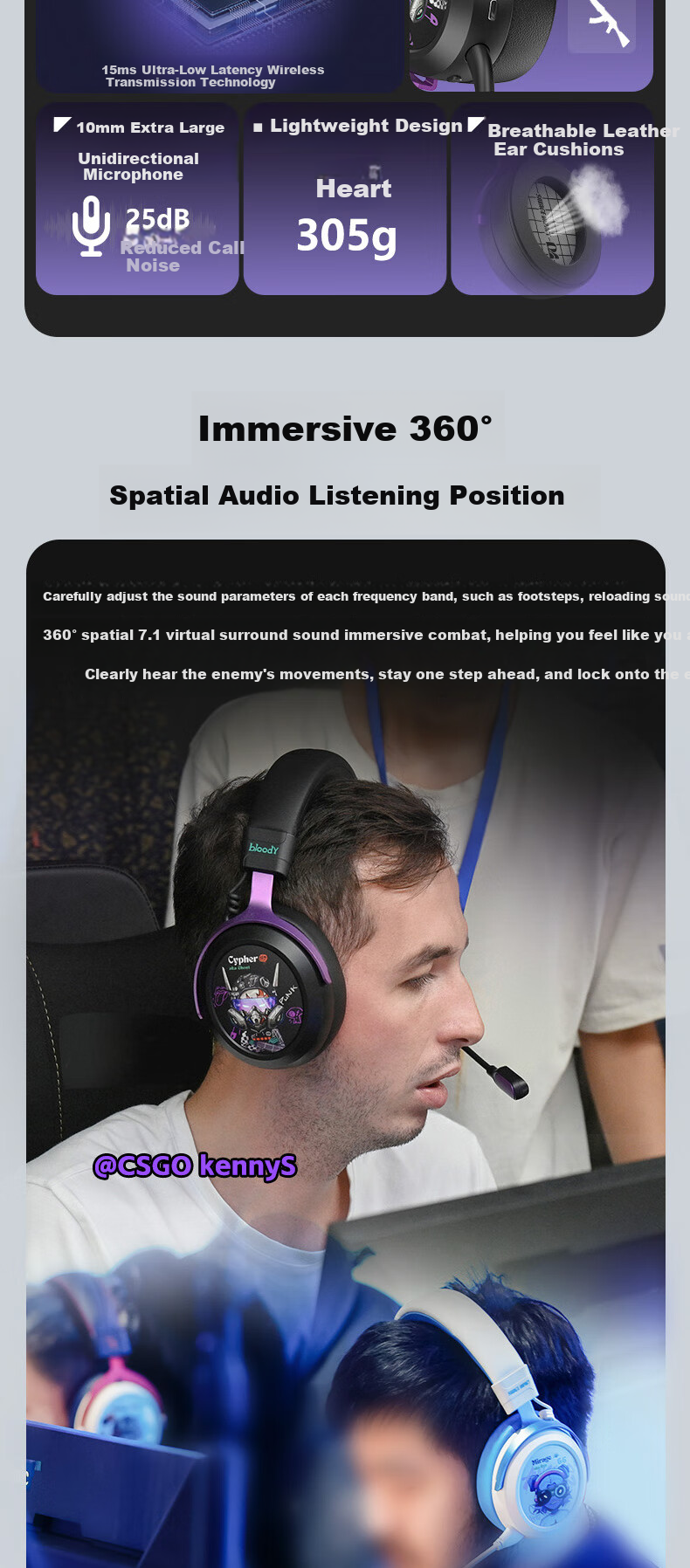 A4TECH Wild Tribe MR595PRO Wireless/Bluetooth/Wired Gaming Headset Over-Ear Blood Hand Phantom PUBG CS Valorant Lightweight Delta Gaming Phantom Hacker 3