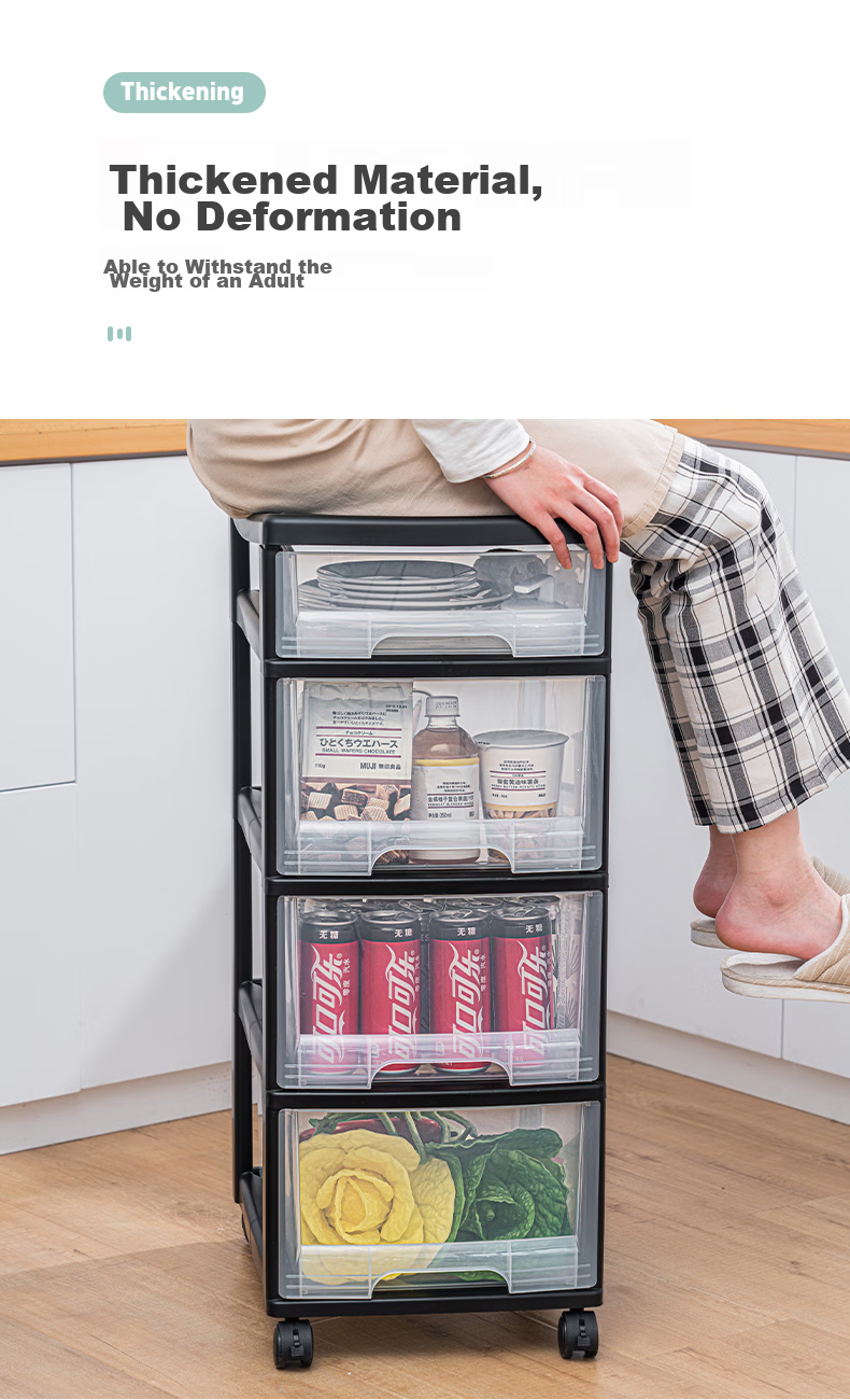 JEKO&JEKO Kitchen Storage Rack, Dish Cabinet Organizer, Utensil And Miscellaneous Item Storage, Narrow Drawer, Floor-Standing with Wheels And Pull Handle, 6 Tiers 10
