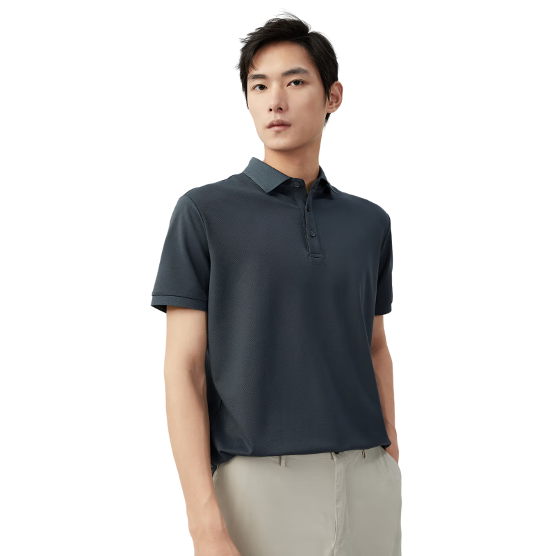 Hodo Modal Silk Short Sleeve Ice Silk Antibacterial Cooling Polo Shirt Men's Comfortable Stretch Collar T-Shirt