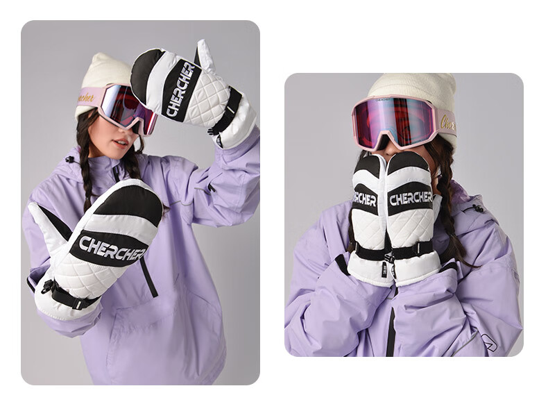 CHERCHER Ski Gloves Unisex Touchscreen Thickened Fleece Warm Winter Mountaineering Sports Cycling G-1002-M 9