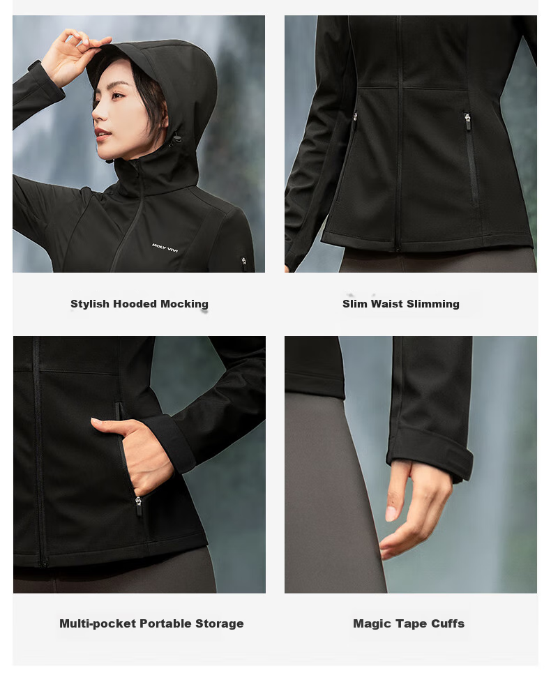 MOLY VIVI Slim-Fit Soft Shell Jacket for Women, Waist-Cinching Coat, Spring And Summer New Style Outdoor Windproof Waterproof Sports Hiking Wear, Magic Vivvi 14