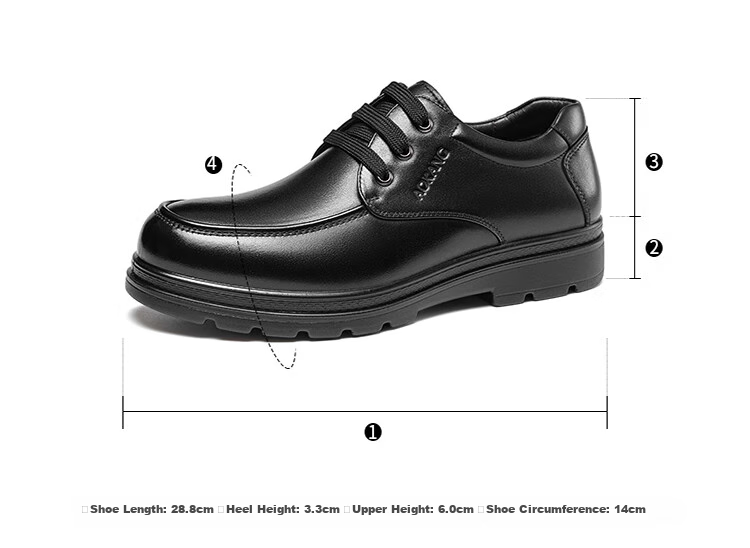 Aokang Men's Shoes, Men's Fleece-Lined Business Casual Shoes, British Comfort Low-Top Round Toe Lace-Up Leather Shoes, Black Fleece-Lined Style, Size 43 5