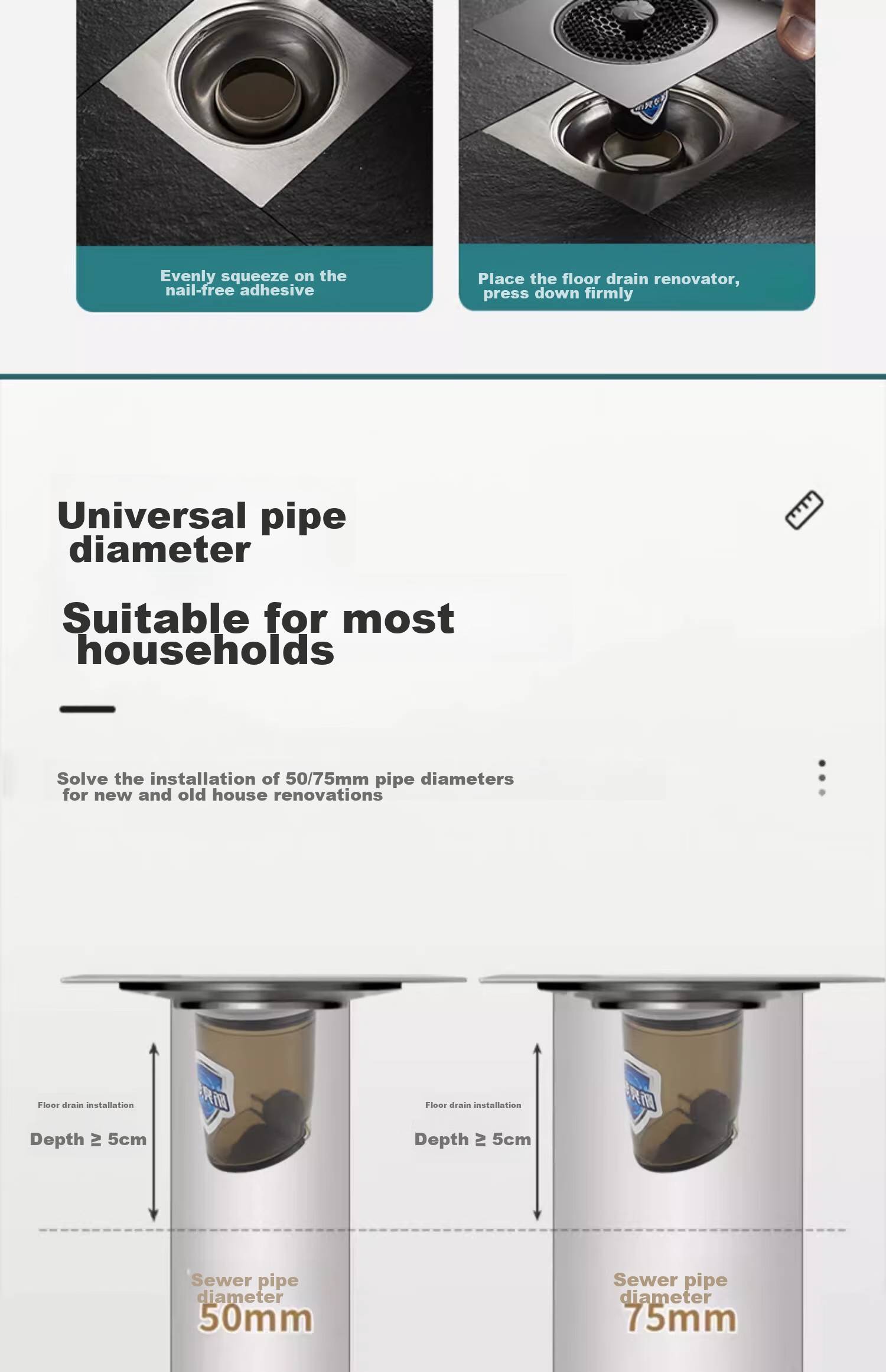 Pollock Drain Anti-Odor Core, Bathroom Drain Pipe, Sewer Anti-Odor Device, Insect And Odor Prevention Drain Core, DLXS 15