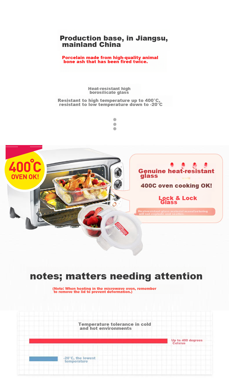 LOCK&LOCK Large Capacity Heat-Resistant Sealed Glass Food Storage Container, Lunch Box for Snacks And Fruits, with Lunch Bag, 750ml 3