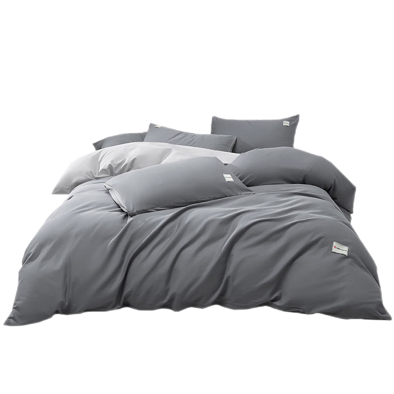 Grace Class A 7A Antibacterial Pure Cotton Xinjiang Cotton Bedding Set, Duvet Cover 200*230cm, for 1.5/1.8 Meter Beds, Dark Gray + Light Gray
