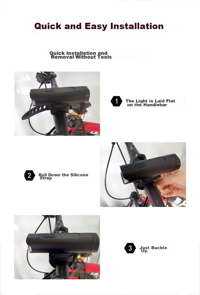 Addview Bicycle Light, Cycling Light, High-Intensity Flashlight, Rechargeable, Waterproof, Cycling Equipment 13