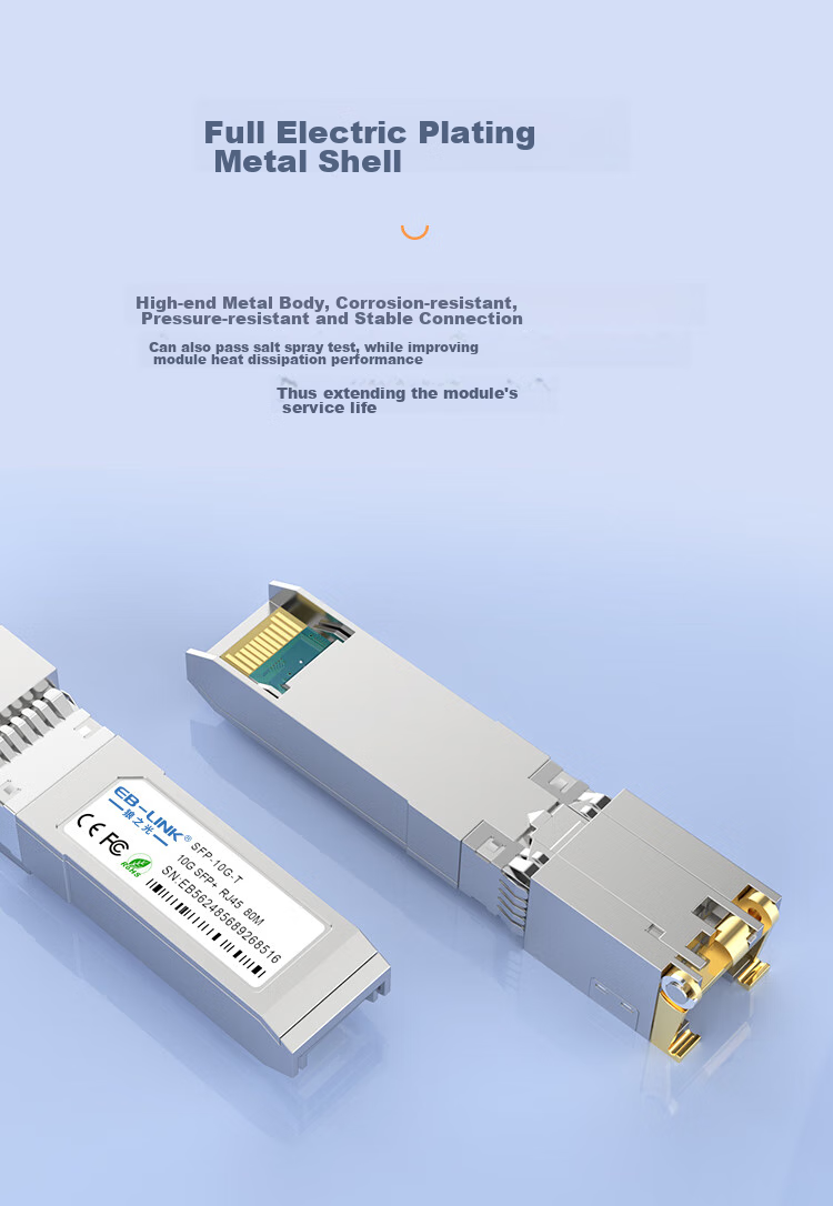 EB-LINK SFP+ 10 Gigabit Electrical Port Optical Module, 30 Meters 10G Optical to Electrical Converter Module, Fiber Port to RJ45 Electrical Port Adapter, Compatible with Huawei H3C And Dips 6