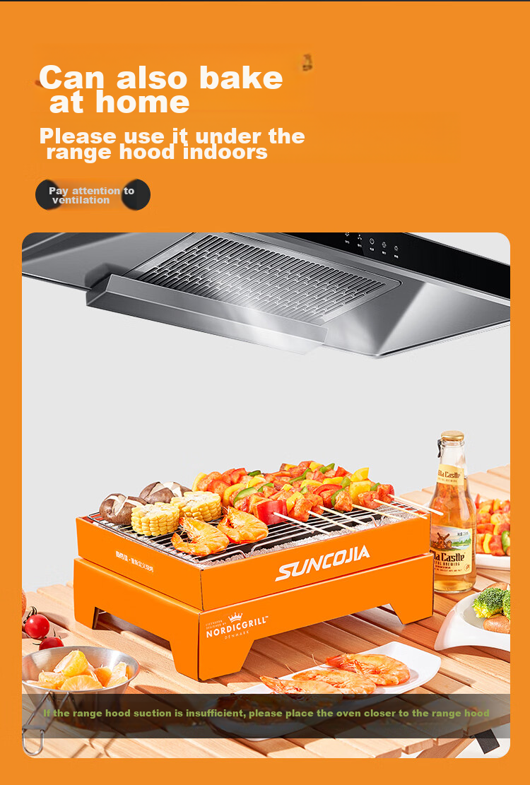 Suncojia Charcoal BBQ Grill Home Use Disposable Charcoal Skewer Grill Portable Outdoor Barbecue Grill 11