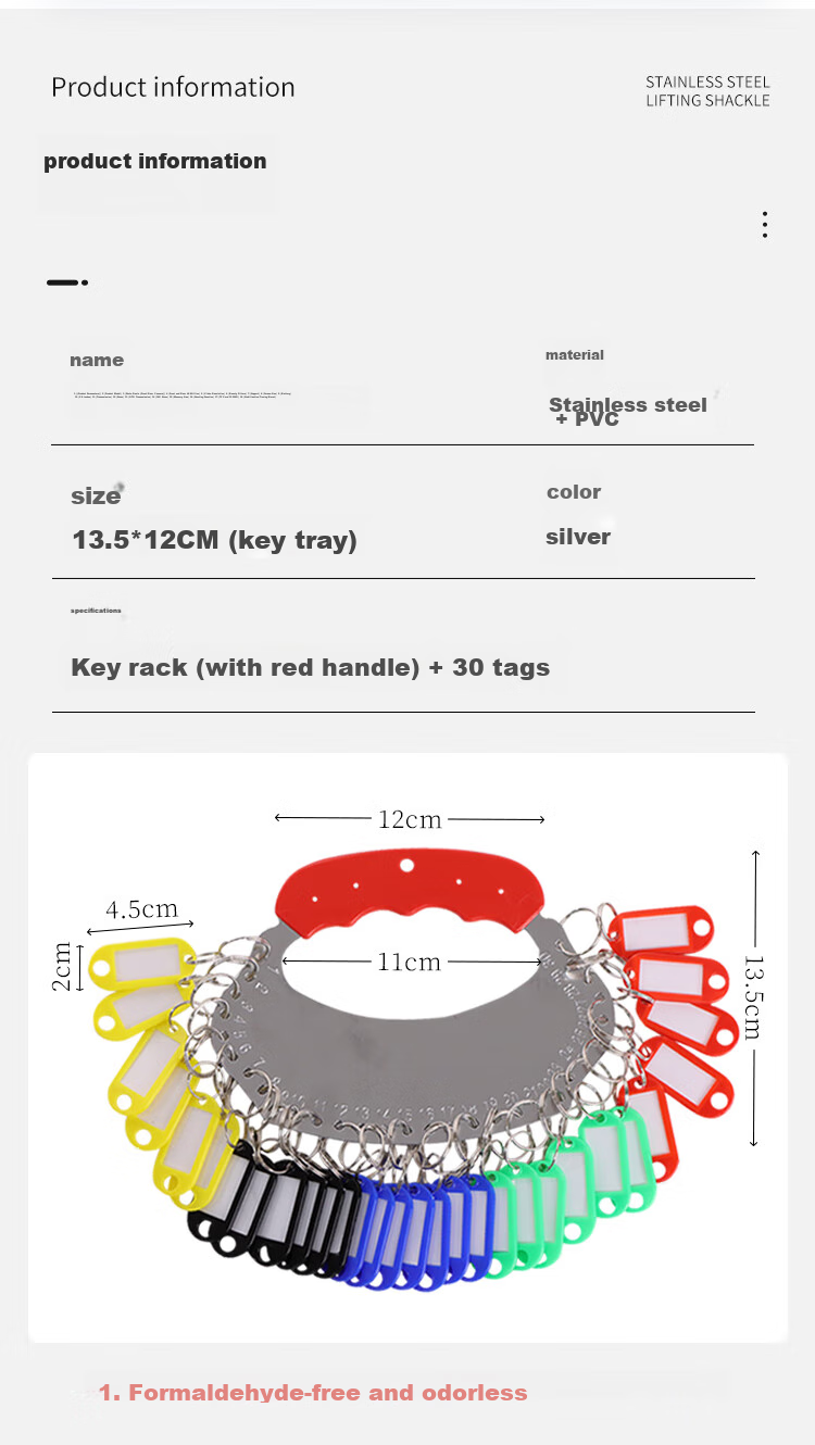 TaTanice Key Organizer, Key Storage Management Tool, Key Ring with Marking, Keychain with Chain, Dorm Handheld Metal Key Management Tag, 30-Slot Red Handle with Marking Plate 3