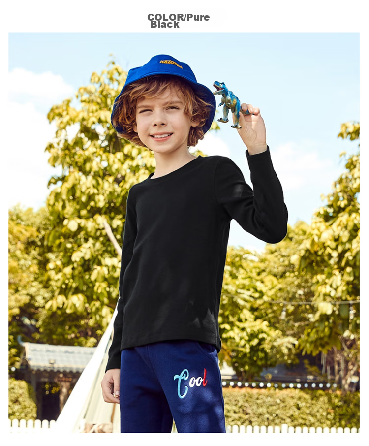 Baleno Children's Spring Solid Color Crew Neck Base Layer Long Sleeve Top for Boys And Older Children 82031811 29R Pink 120cm 9