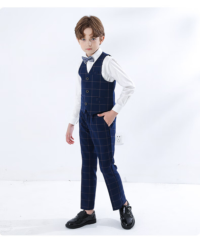 Yinuofang Children's Suit Set, Boys' Vest Set, Children's Day Performance Costume, Boys' Host Formal Wear, Flower Girl Show Suit 4