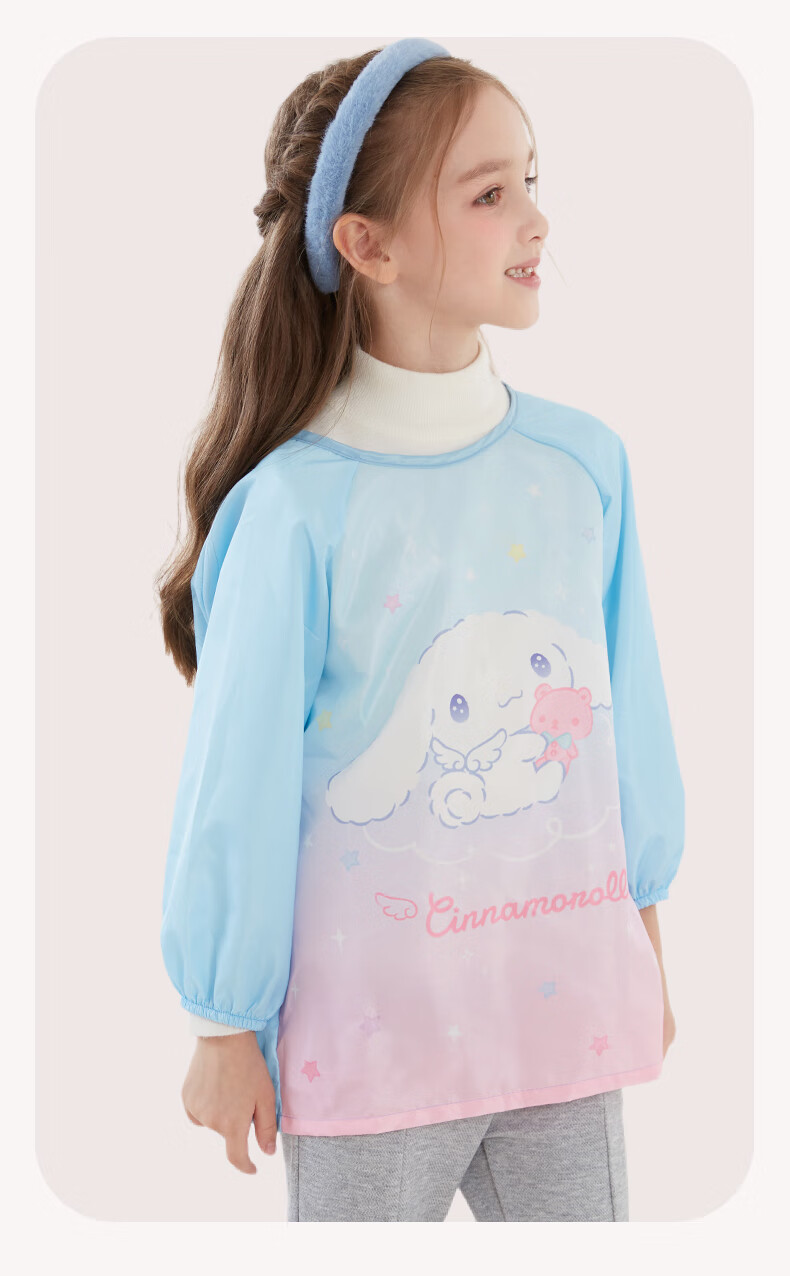 Hello Kitty Children's Smock, Reverse-Wear Bib, Baby Eating Apron, Drawing Smock, Waterproof Bib, U4055 Pink, M Size 12
