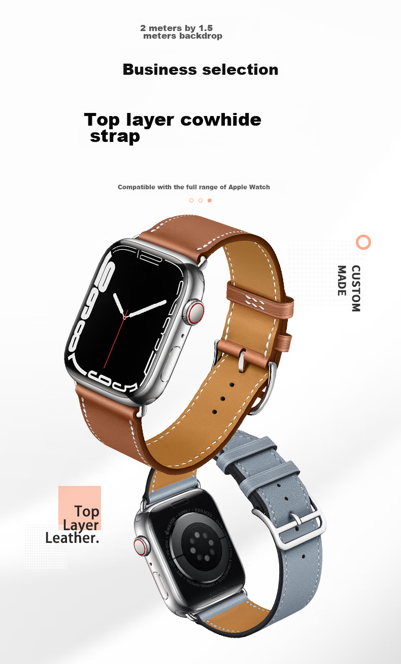 Weiqiantu [Genuine Leather Watch Strap] Compatible with Apple Watch Series 12/11, Genuine Leather Apple IWatch Series 12/11/10/9 Strap SE3/ultra4/3/2 for Men And Wome 1