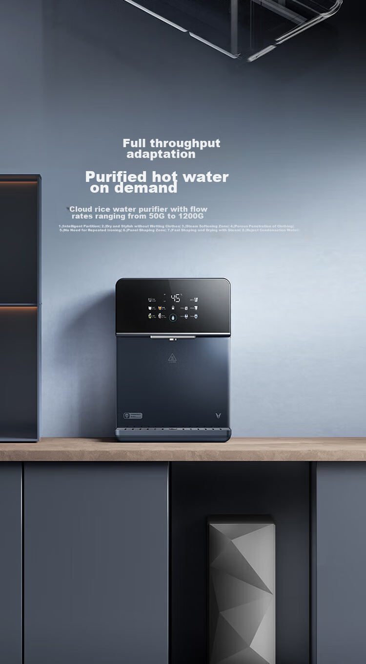 VIOMI Wall-Mounted Water Dispenser for Home Use with Full Flow Rate, Adjustable Temperature, Instant Hot Water, Connected Drinking Water Machine, Safe Child Lock Protection, UV Sterilization Master 2S 12