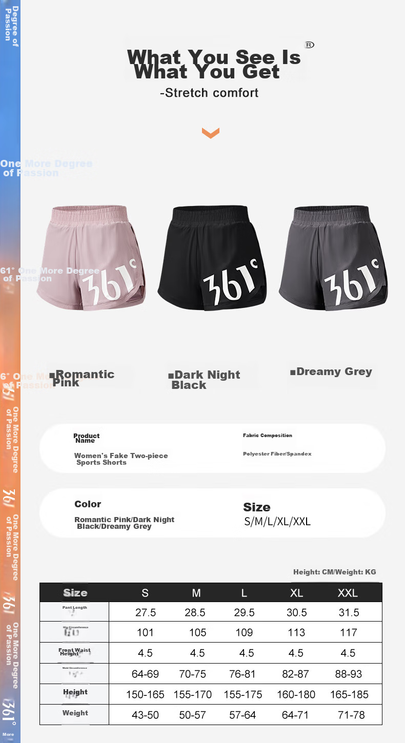 361° Sports Fitness Yoga Shorts, Summer Lightweight, Anti-Exposure, Fake Two-Piece Design, Running Sports Outer Wear, Breathable Shorts 12