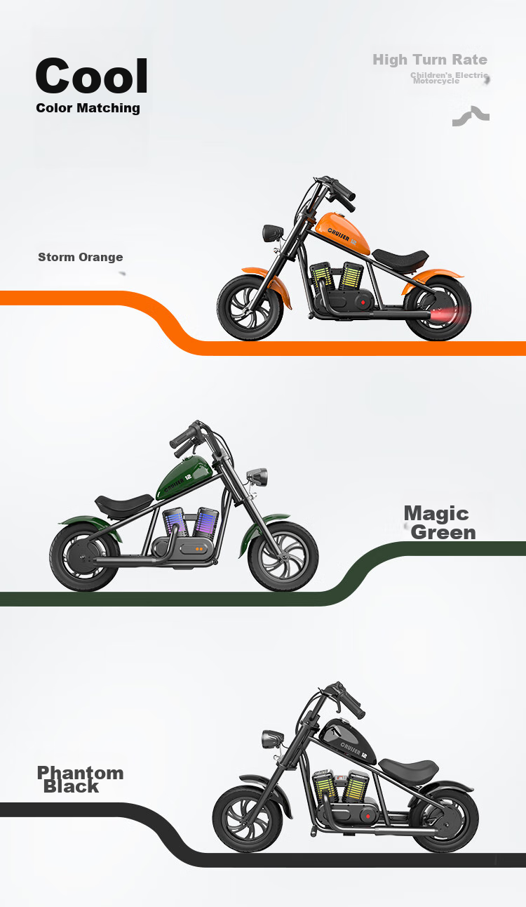 Baofengqishi Children's Electric Motorcycle, Cool Harley Design, for Ages 3-16, Birthday Gift, 3C Certified, Two-Wheel, Single Drive, Mini Harley, Small Electric Scooter 17