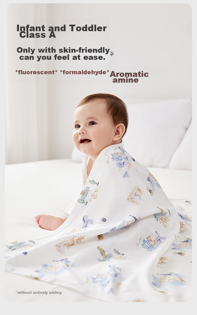 PurCotton Baby Swaddle, Antibacterial Knitted Blanket, Pure Cotton Newborn Wrap, Air Conditioning Cover, Fairy Tale Tree House Design, 90×90cm 13