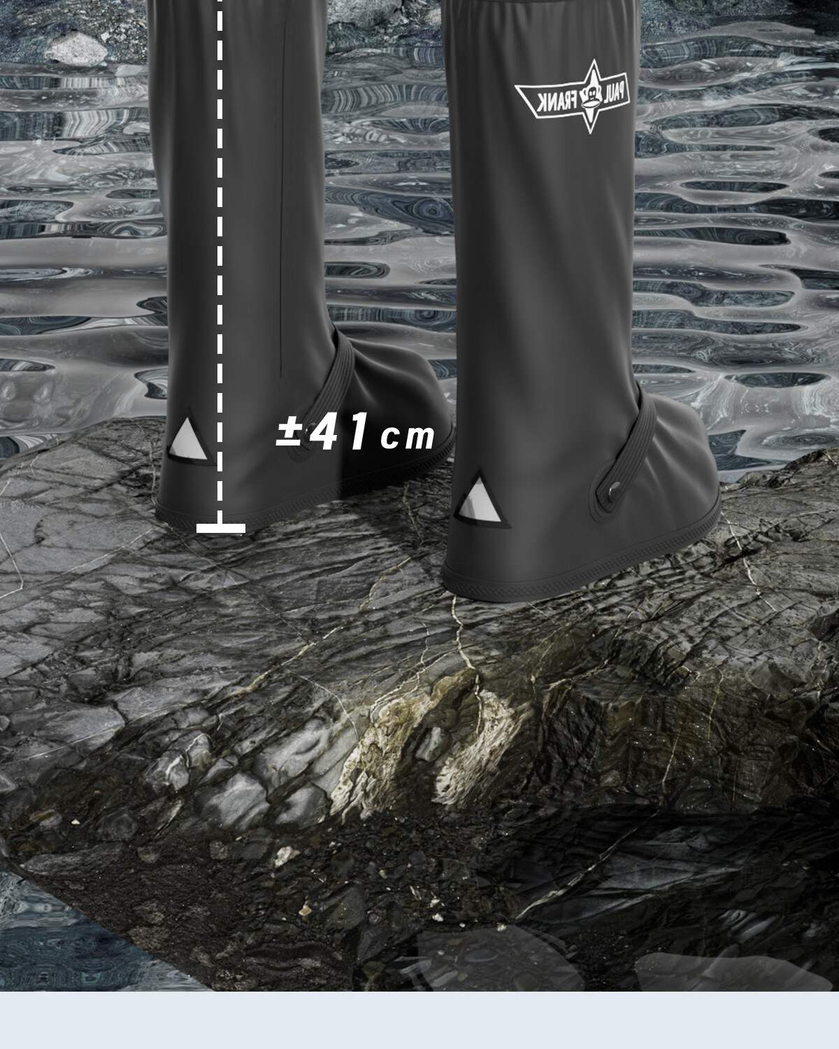 Paul Frank Rain Boots for Men And Women, Waterproof Outdoor Rainproof Wear-Resistant High-Top Black Shoes Size L (38-39), Sole Length 28CM 6
